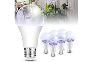 XYANMC Red Blue 5000K LED Grow Light Bulb Full Spectrum 100w Equivalent, A19 E26 12W Sun Plant Light Bulbs for Flowers, Seed Starting, Indoor Growing, Greenhouse, 6pack