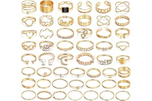 IFKM 51 Pcs Gold Knuckle Rings Set For Women Girls Vintage Stackable Joint Finger Midi Rings Dainty Cubic Zirconia Crystal Simple Twist Hollow Cute Rings Pack Jewelry Gift
