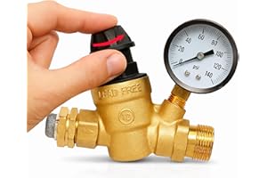 PEAKTOW Water Pressure Regulator Valve With An Adjustable Knob, NO Tool Required, Lead-free Adjustable Water Pressure Reducer
