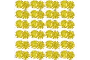 YOOHUA 40PCS Fake Artificial Lemon Lifelike Fruit Plastic Simulation Lemons Slices Decor Arrangements Photography Prop Vase Fillers Making Kitchen Cabinet Party Ornament Supplies (Yellow)