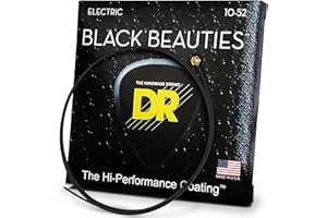 DR Strings Electric Guitar Strings, Black Beauties-Black Coated, 10-52 (BKE-10/52)