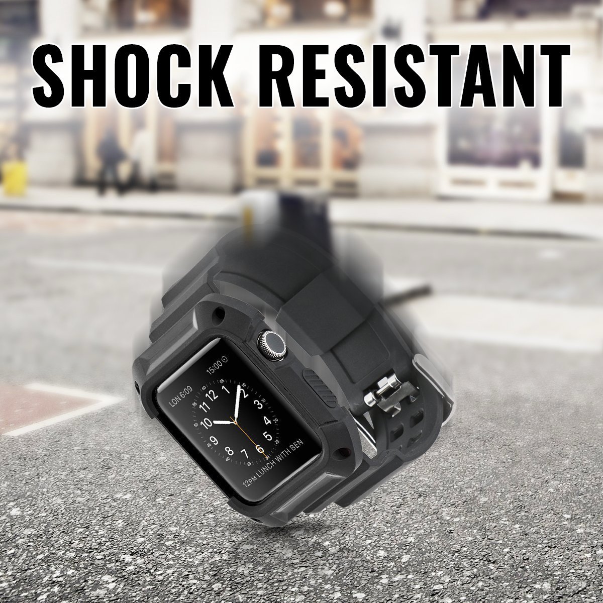 Apple Watch Band Case 38mm Black. Sport Accessories for men and women. Durable Protective Case save your Apple Watch Black/Silver/Rose 38mm. Apple watch band Case 38mm Black for Series 1/2/3