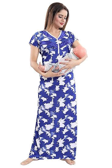 Nursing Sarina Satin Printed Nighty