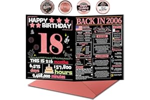 Joycard 18th Birthday Card with Envelope, 18th Birthday Decorations for Girls, 18th Birthday Gifts for Daughter, Happy Birthday Cards for 18 Year Old Granddaughter, Funny Gift Idea, Back in 2006