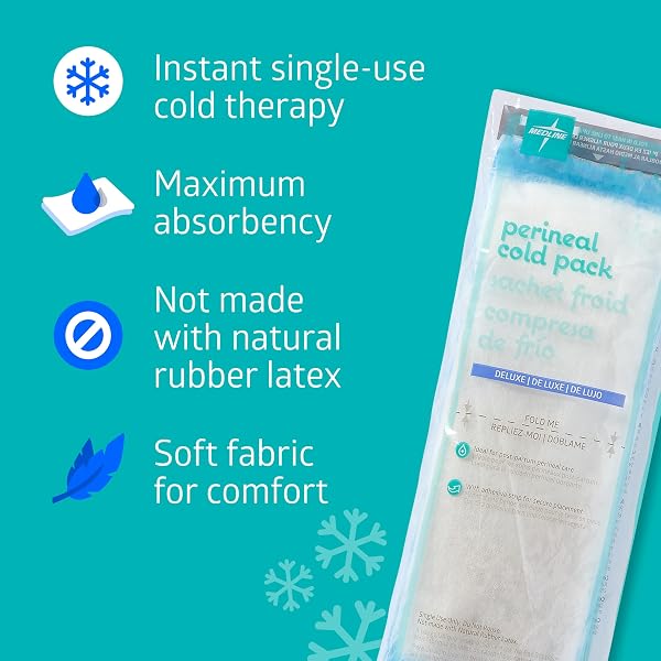 MEDLINE DELUXE PERINEAL COLD PACK WITH ADHESIVE STRIP, 4.5 INCHES X 14.25 INCHES, SOOTHES POSTPARTUM AREA, REGULAR ABSORBENCY, SINGLE USE, 1 EACH