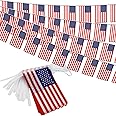 American String Flag Pennant Banner - 38 Flags, 42 Feet Small Mini US Flags Bunting Banner for Country Decoration, School, Party, Sports Events