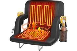 Seeutek Heated Stadium Seats for Bleachers, Portable Stadium Seats with Back Support, USB 3 Levels Bleacher Chairs with Back and Cushion, 5 Pockets Poldable Stadium Chairs for Sports Games,21in 1PC