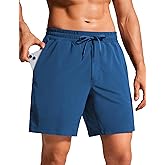 CRZ YOGA Mens Swim Trunks 7'' Quick Dry Mesh Lining Athletic Casual Swimwear Shorts with Zipper Pockets