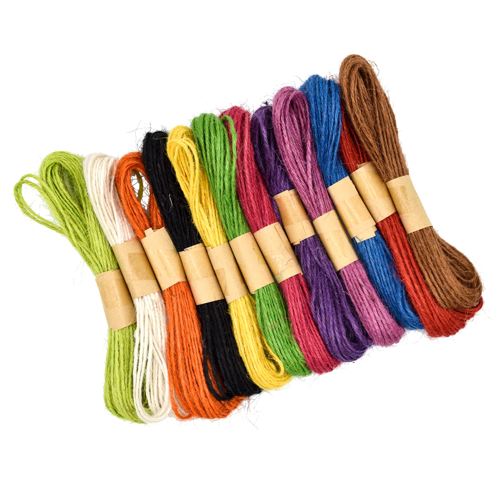 Coloured Jute Twine String for DIY Crafts,Skyzone 12 Colors 1mm Natural Jute Wrapping Craft String for Gift Wrapping, Artworks, Decoration,Gardening,Picture Display (10m Each Color)