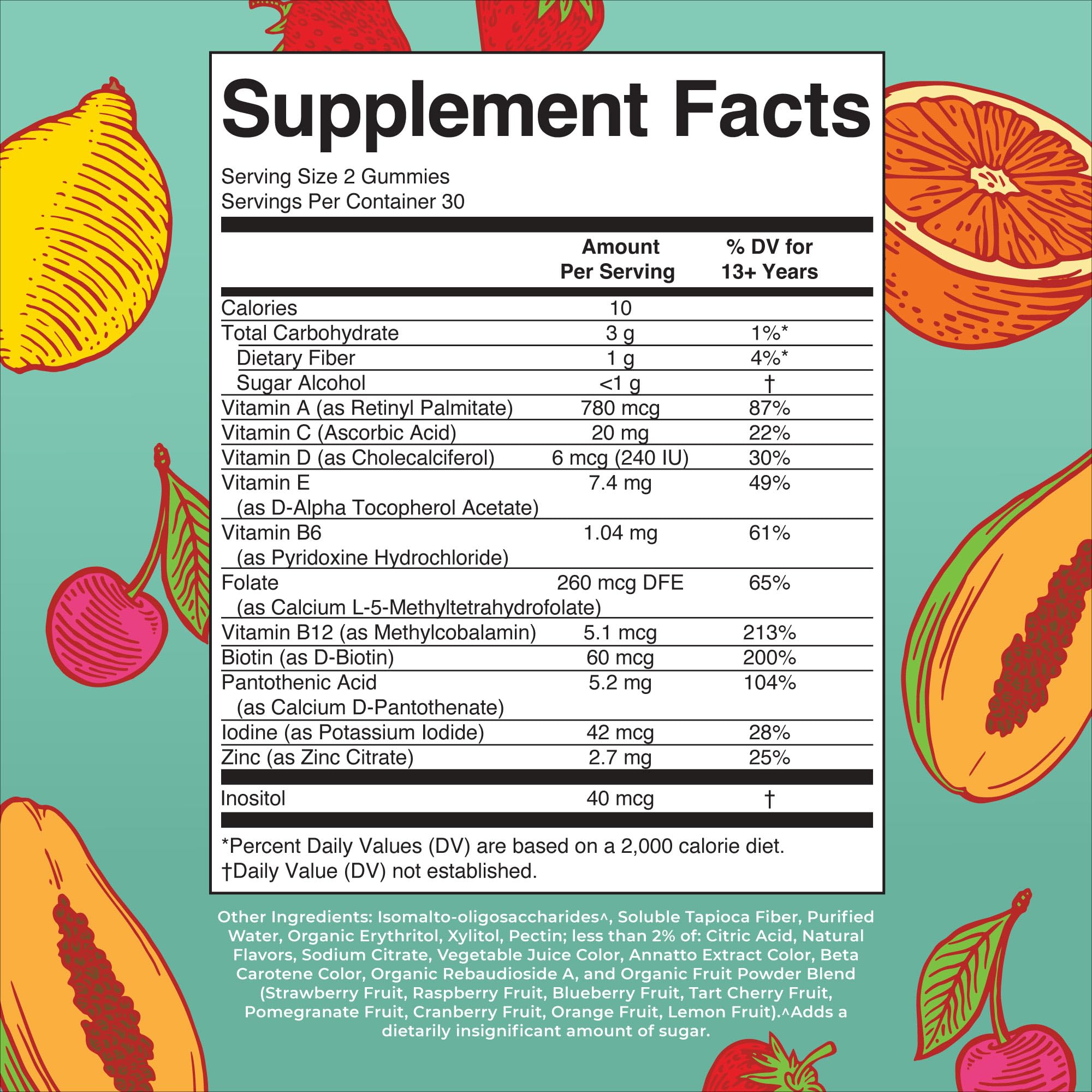 MaryRuth Organics Multivitamin for Teens | Teen Multivitamin Multimineral Gummies with Vitamin B, C, D and E, Biotin, Zinc | Teen Vitamins | Vegan | Sugar Free | Gluten Free | 60 Count