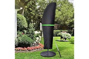 GEMITTO Patio Umbrella Cover, Waterproof Outdoor Offset Market Umbrella Parasol Covers with Zipper & Rod, for 9-13ft Cantilever Umbrellas, Anti-UV Rain Wind Dust(420D Cantilever Umbrella Cover), Black