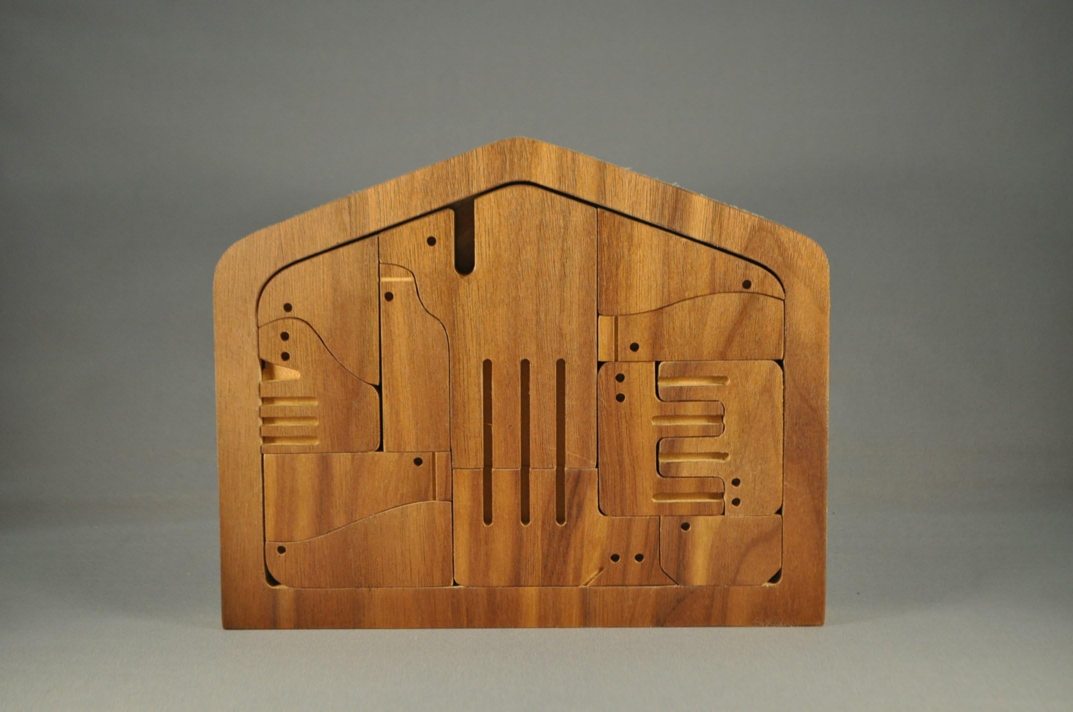 Oak or Walnut Nativity Puzzle Set Scene Wooden Holy Family Figurines Christmas Mary Joseph and Baby Jesus Wisemen (Walnut Veneer)
