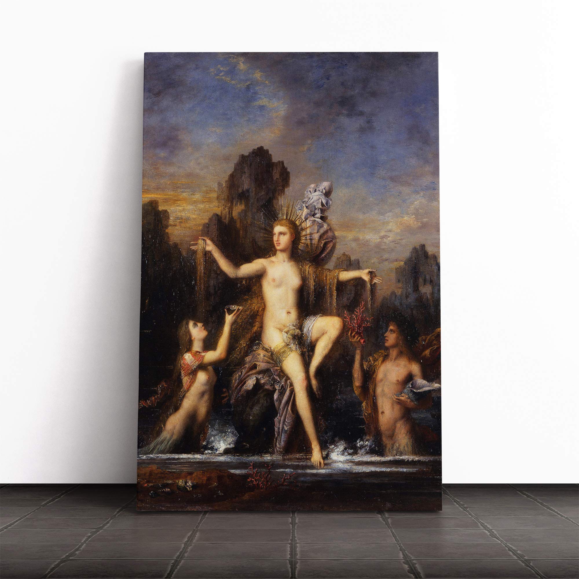 Gustave Moreau Venus Rising from The Sea Canvas Print | Gallery Wrapped 30mm Frame Wall Art | 20x14 inches | Ready to Hang | Modern Seascape Picture | Living Room Bedroom Lounge Office