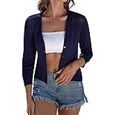iClosam Womens Summer Lightweight Cropped Cardigans 3/4 Sleeve Knit Shrug V Neck Button Down Cardigans Sweaters