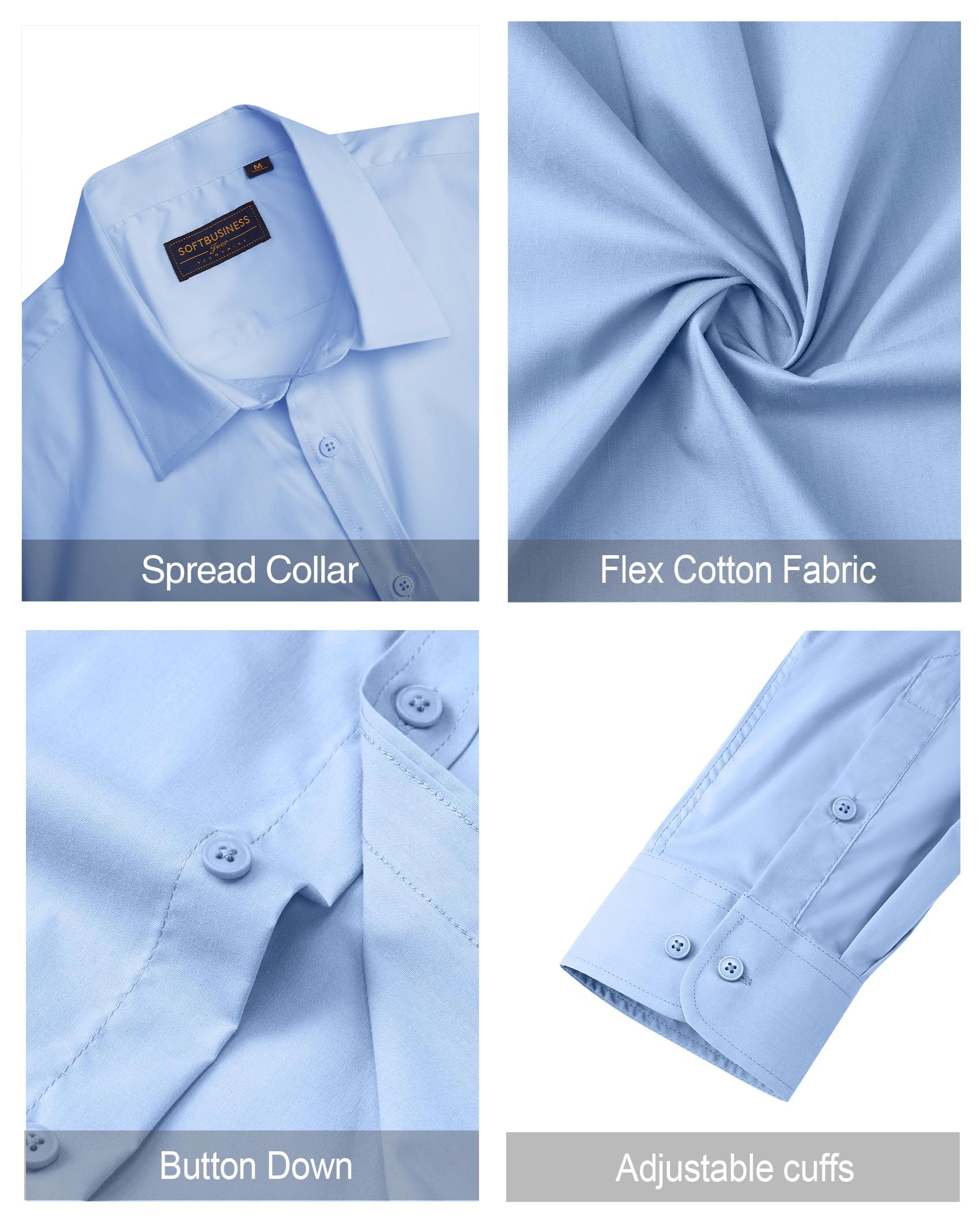 J.VER Wasserdichtes Herren Hemd Langarmshirt Männer Freizeit Hemden Regular Fit Outdoor Straße Oberhemden,Hellblau,L 5