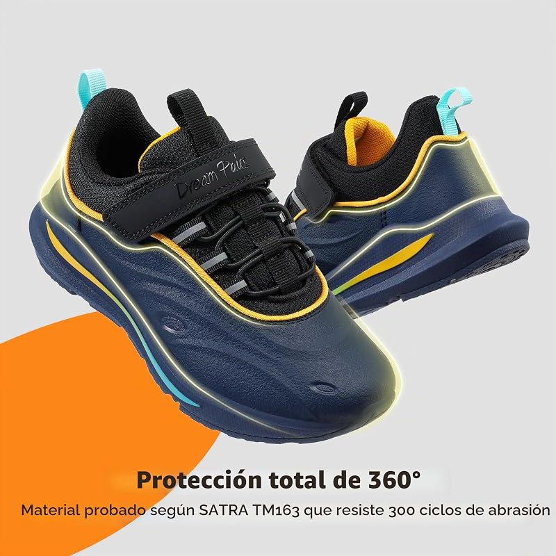 Kids Zapatos Deportes para Niños y Niñas Tenis para Chicos Zapatillas Deportivas Protectoras para Caminar Serie Durastep,Size 30,Azul Oscuro/Negro,SDRS2335K