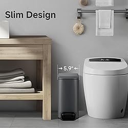 TIPGO Slim Bathroom Trash Can with Lid Soft