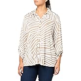 MULTIPLES Womens Roll Tab Three Quarters Sleeve Front Y-Neck Shirt