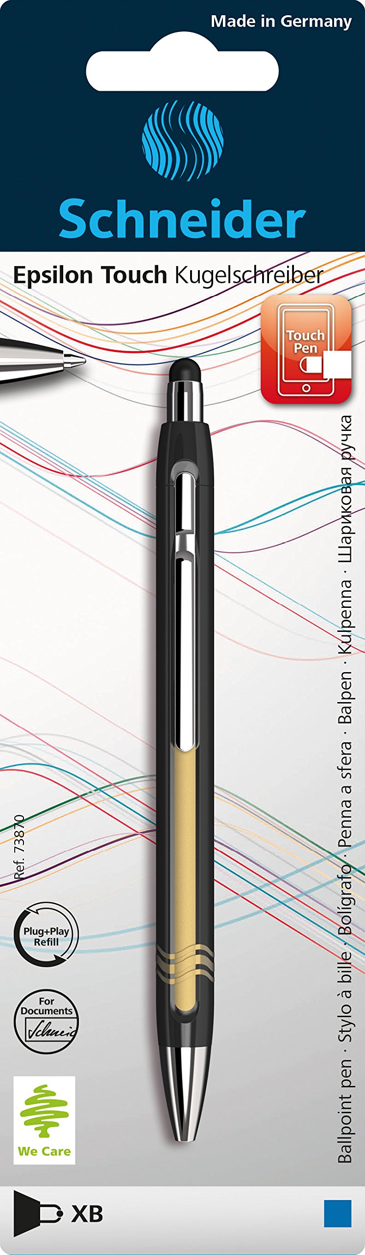 Schneider Epsilon Touch (Thickness: XB, Indelible Ink Refill ? Blue Ink Ballpoint Pen ? with White Mini Stylus Assorted, Made in Germany)