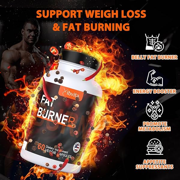 FAT BURNER FOR MEN WOMEN – WEIGHT LOSS SUPPLEMENT, METABOLISM, BELLY FAT BURNING WITH ACETYL L-CARNITINE, GREEN TEA EXTRACT AND MORE, 60 COUNT