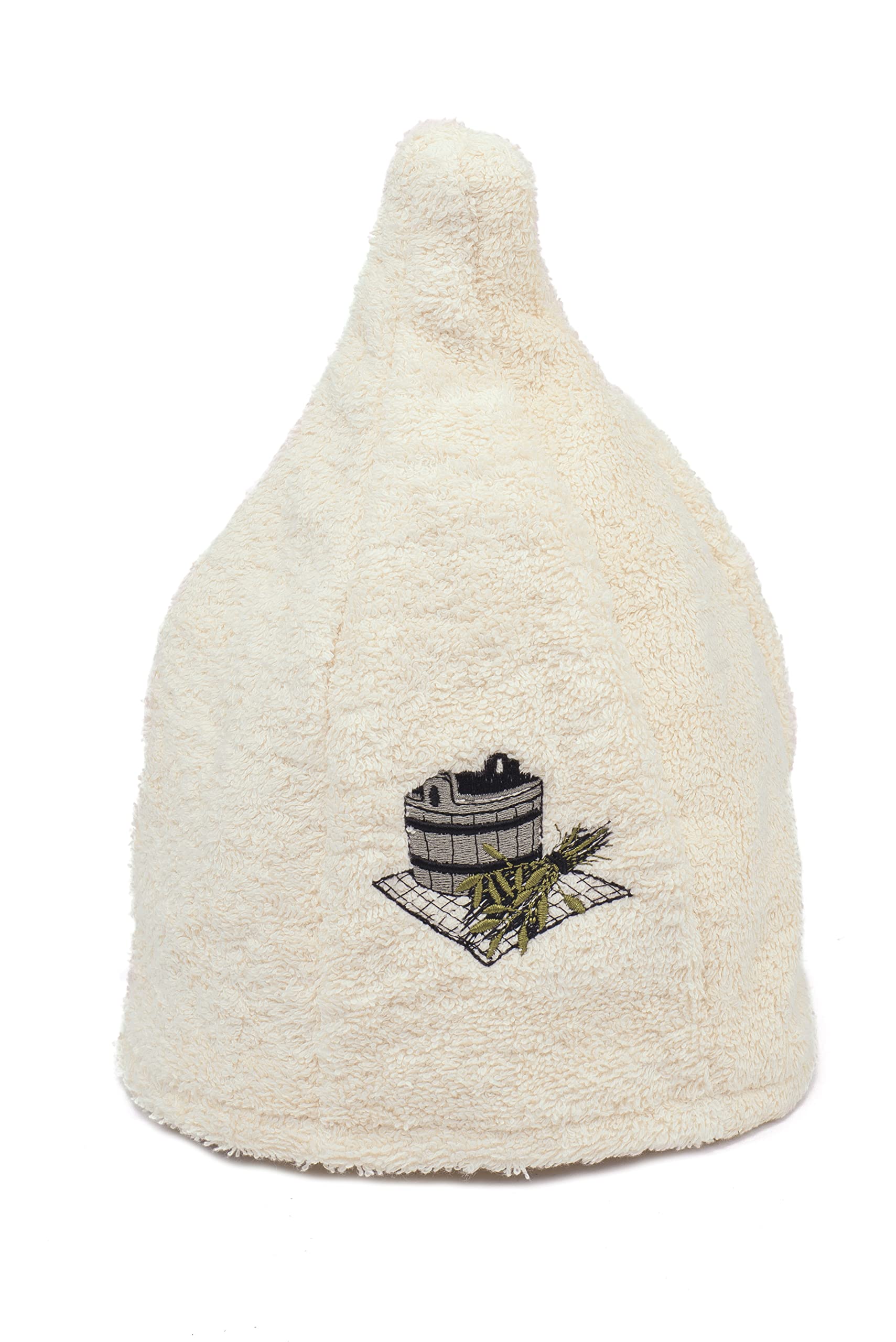 Ger3as Sauna Hat for Men and Women 100% Cotton with Embroidery Wellness Hat (UK, Numeric, 6 7/8, 7 1/2, Beige-Cream)