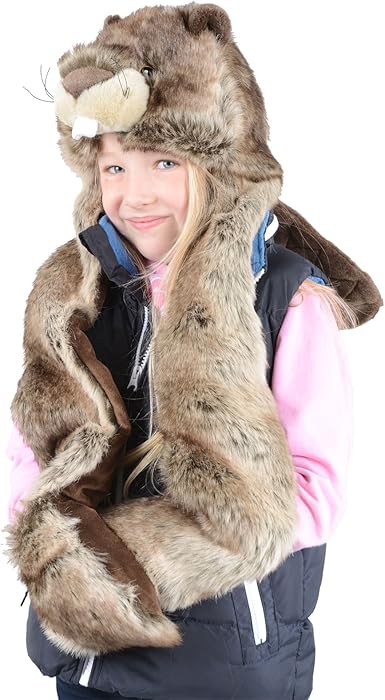 Children's hat with gloves attached Clearance