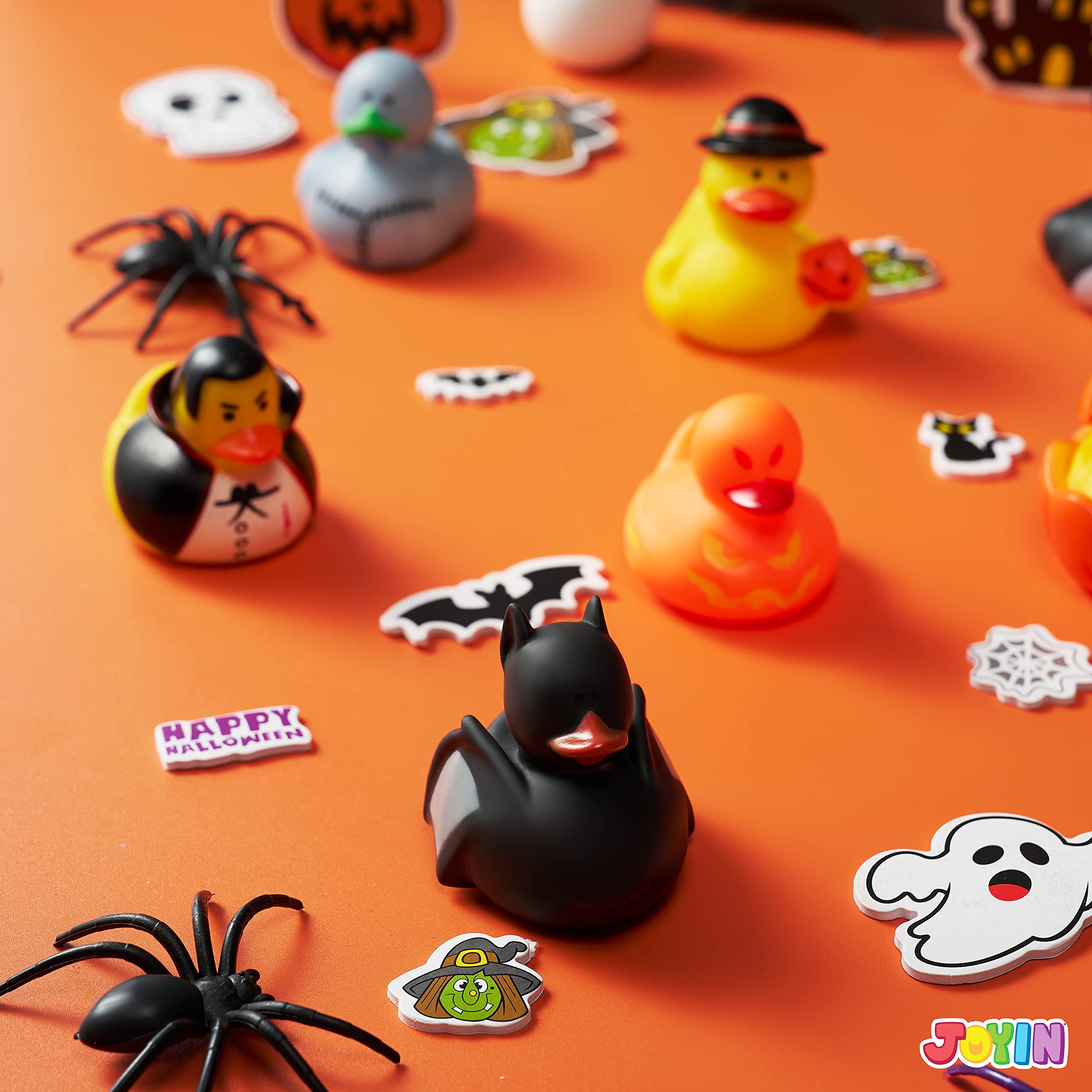 JOYIN 18 PCS Halloween Rubber Ducks, Halloween Ducks for Halloween Goodie Bag Fillers, Rubber Duckies Baby Bath Toys for Halloween Party Favors Decorations, School Classroom Game Prizes