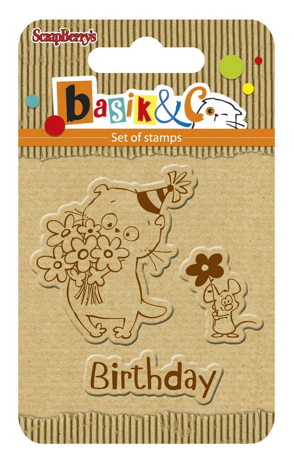 Scrapberry'S Basik'S New Adventure Clear Stamps 2.7"X2.7"-Basik'S Birthday