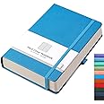 AHGXG Thick Journal Lined Notebook - 320 Numbered Pages A5 Notebook College Ruled Journal for Writing, 100gsm Lined Paper, Leather Hardcover, for Women Men Work Office School, 5.75'' X 8.38''-Blue