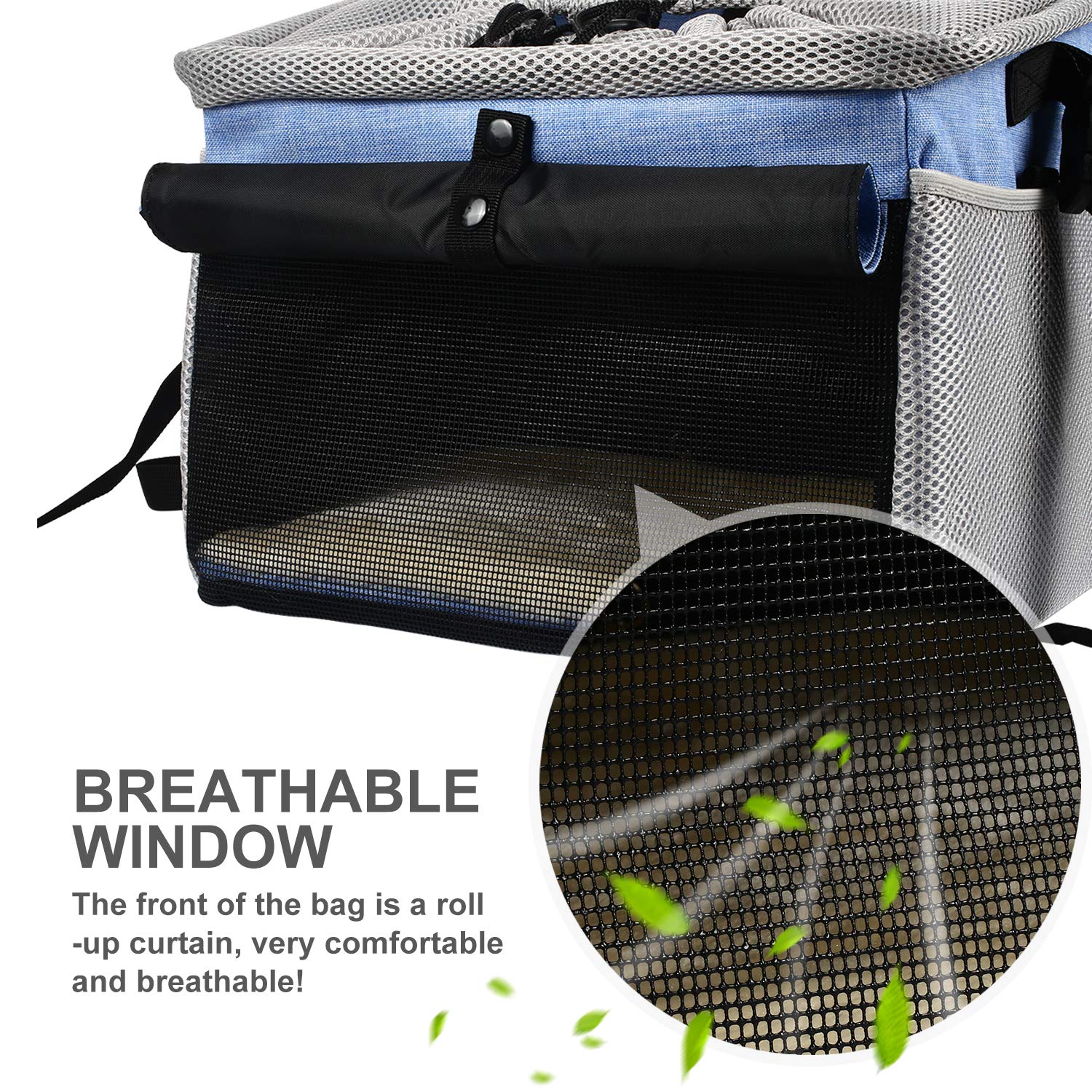 Pecute Pet Carrier Bicycle Basket Bag Pet Carrier/Booster Backpack/Pet Front Seat Cover with 2 Big Side Pockets, Comfy & Padded Shoulder Strap, Portable Breathable Pet Carrier, Travel with Your Pet