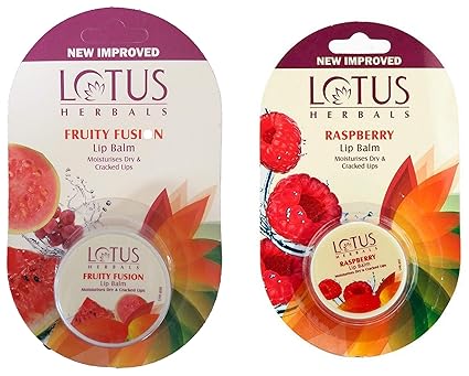 Lotus Herbals Lip Balm, Fruity Fusion, 5g & Herbals Lip Balm, Raspberry, 5g Combo