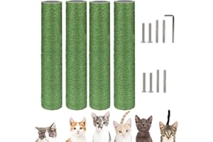 VCEPJH Cat Scratching Post Replacement for Indoor Cats 4Pcs 15.7in Cat Scratch Post Refill Pole Parts Sisal Rope Cat Furniture Protector with M8 Screws for Cat Tree Tower (Green)
