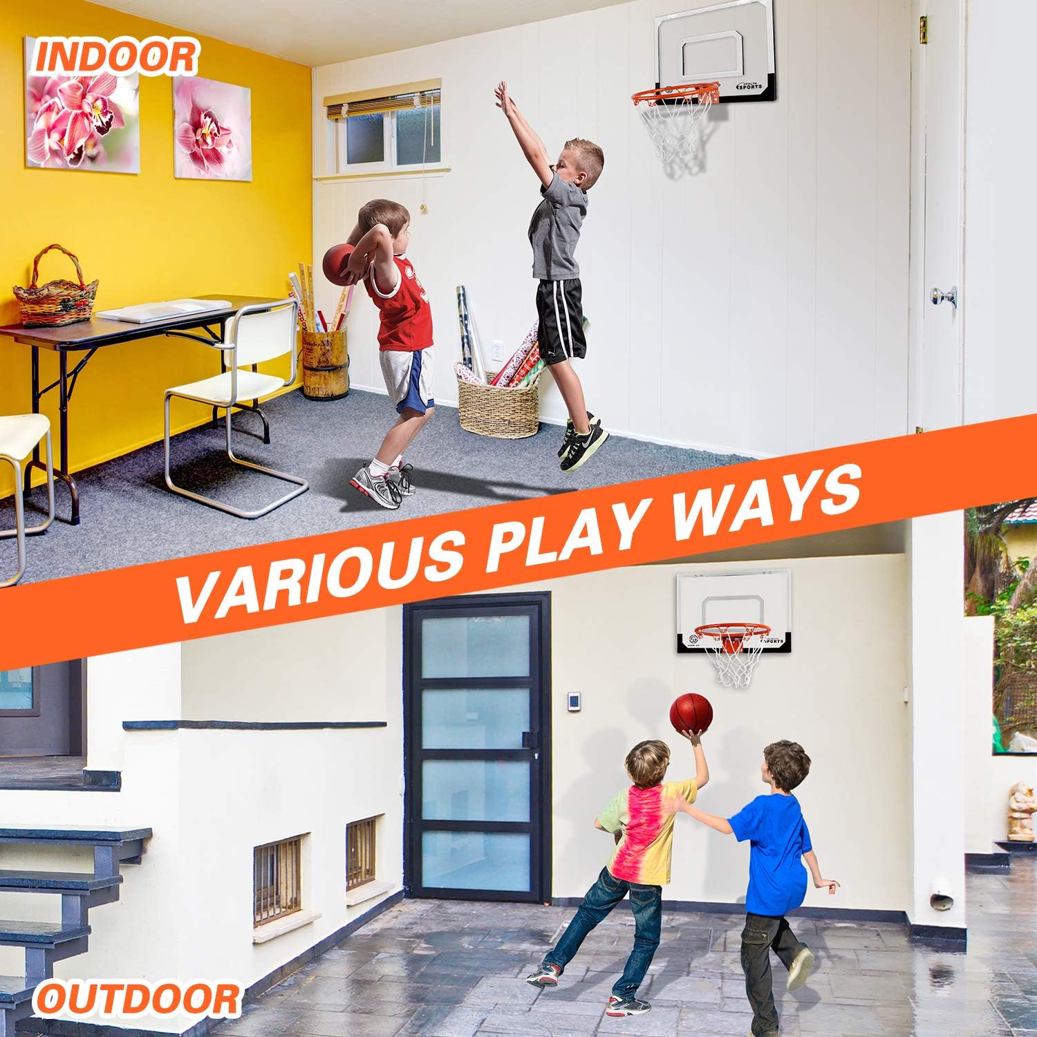 SUPER JOY Pro Indoor Mini Basketball Hoop Over The Door - Wall Mounted Basketball Hoop Set with Complete Accessories - Basketball Toy for Kids & Adults : Sports & Outdoors