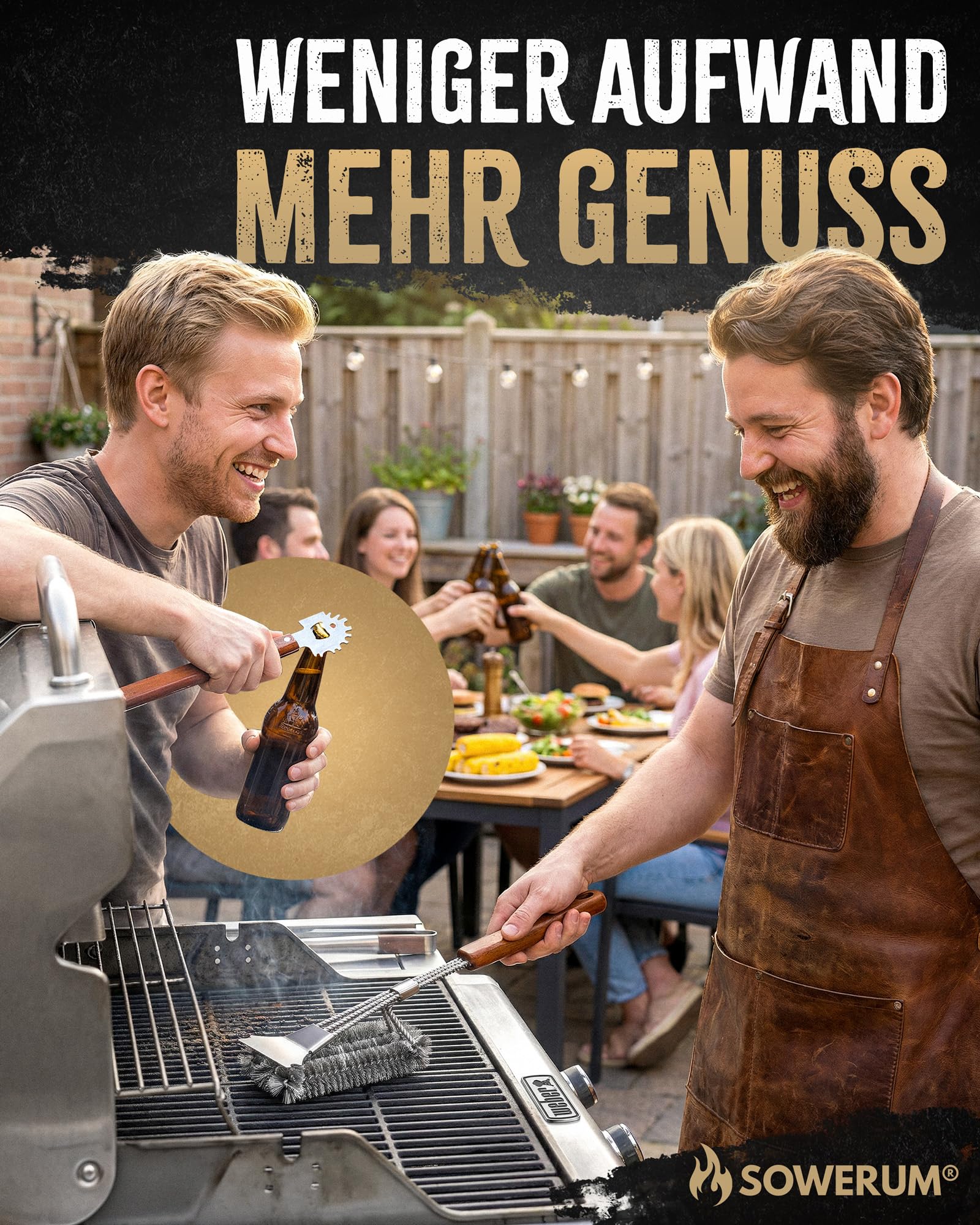 5 in 1 Grillbürste Edelstahl mit Schaber [TESTSIEGER] kompatibel mit Weber Grill Zubehör für gasgrill gusseisen - BBQ Set Grillreiniger bürste für Gussrost - Grillen Geschenke für männer grillzubehör 7