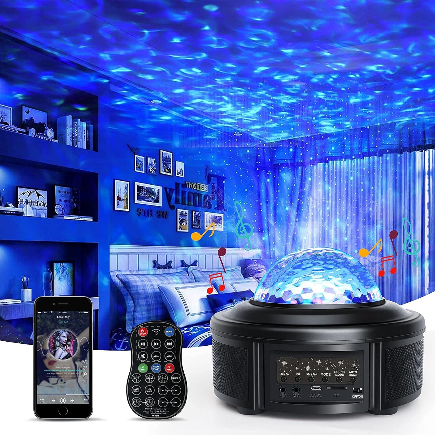 Star Projector, Galaxy Projector with Bluetooth Music Speaker, Remote