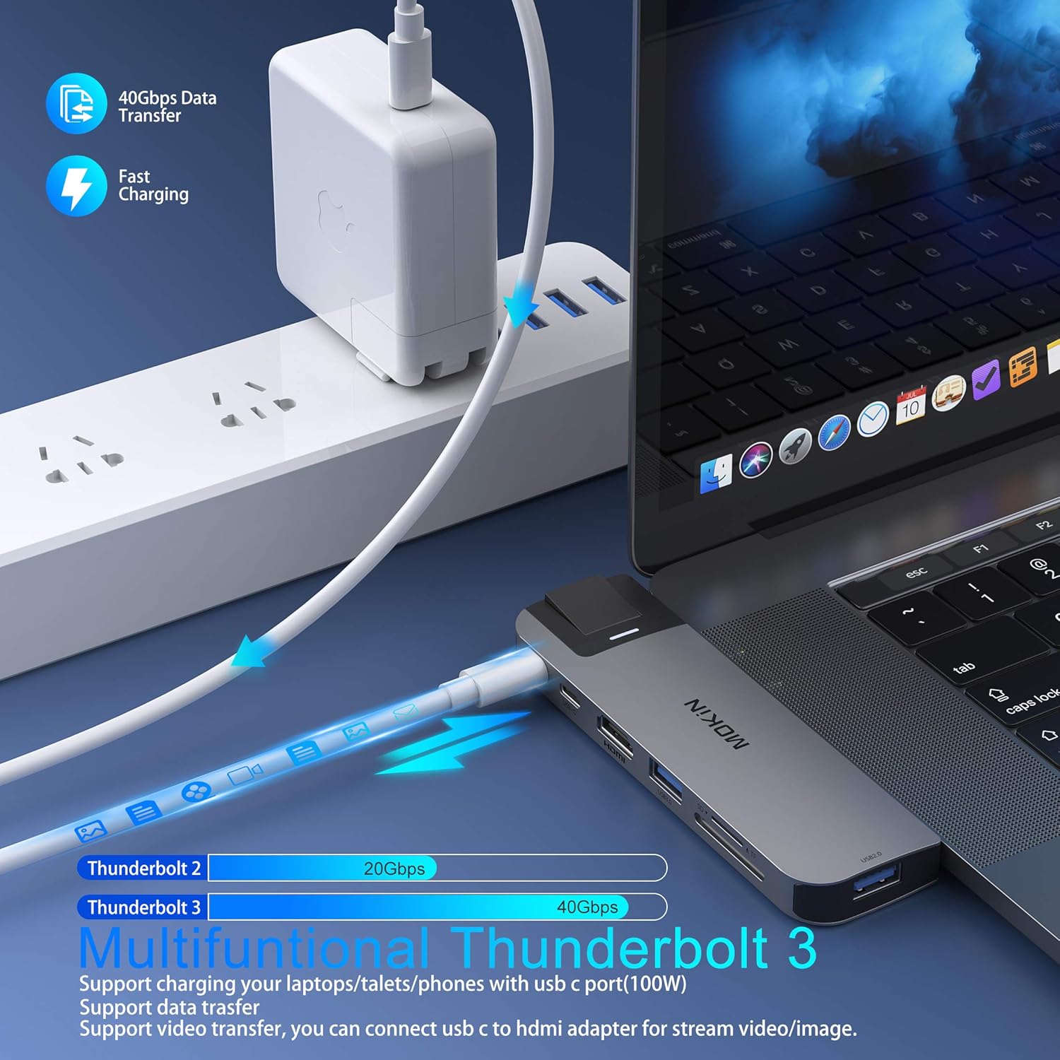 MacBook Pro USB Adapter, USB C Multiport Adapter Hub Mac Dongle for MacBook Pro/Air with 4K HDMI Port, Gigabit ethernet, 2 USB, TF/SD Card Reader, USB-C 100W PD and Thunderbolt 3: Electronics