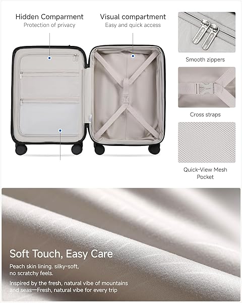 LUGGEX CARRY ON LUGGAGE 22X14X9 AIRLINE APPROVED, FLO5 EXPANDABLE POLYCARBONATE SUITCASE WITH FRONT POCKET (FX-CORE, CHEERY, 20 INCH)