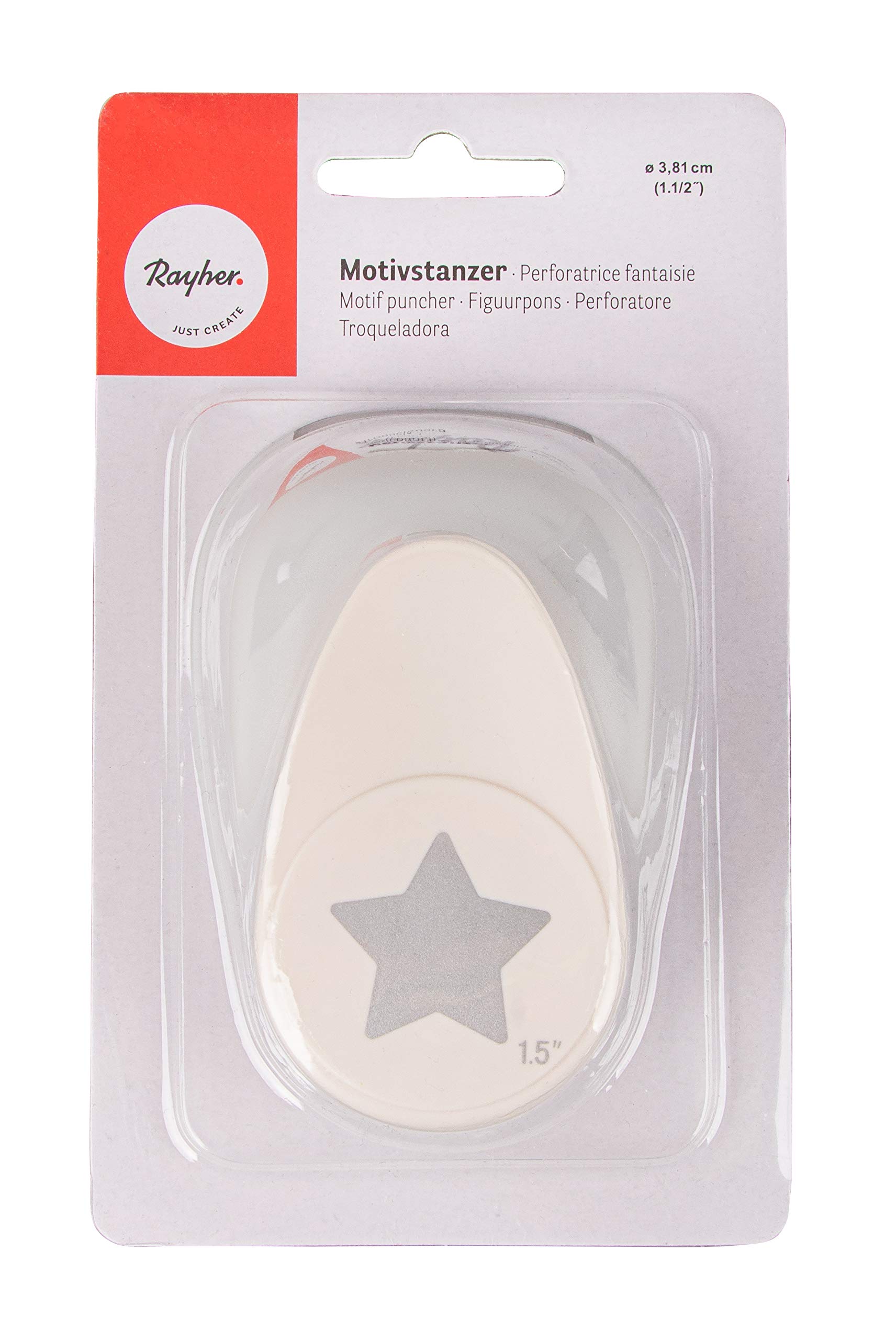 Rayher Paper Craft Punch with Star Design, Lever Punch for Card Making and Scrapbooking, 3.81cm, 1 1/2", 89794000