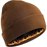Simapu Winter Fleece Lined Beanie for Men Women, 100% Cotton Knit Thick Warm Beanies Hat, Cuffed Fisherman Hats Ski Skull Cap