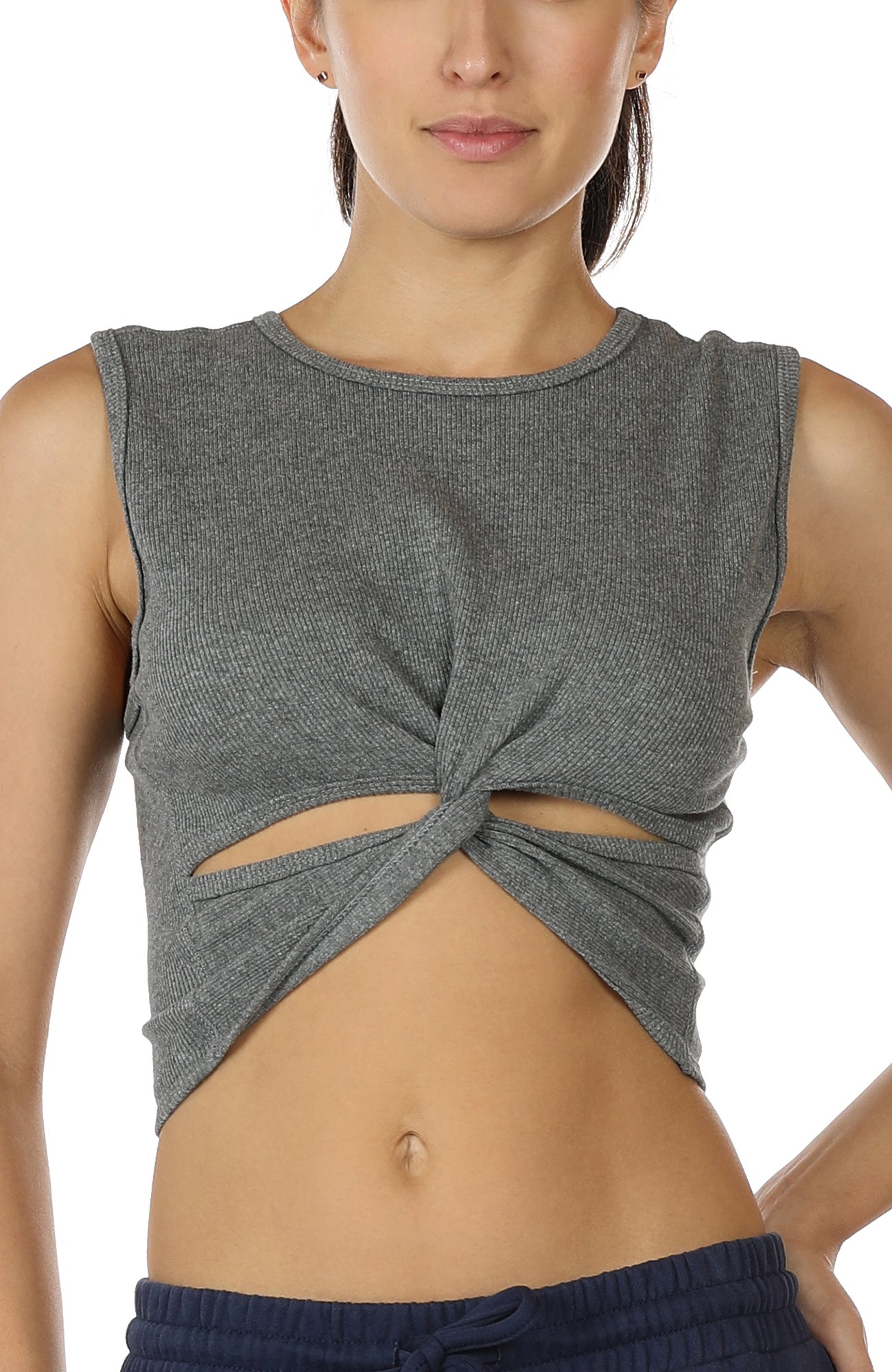 icyzone Workout Tank Tops For Women - Yoga Crop Tops Exercise Gym Fitness Shirts (S, Charcoal)