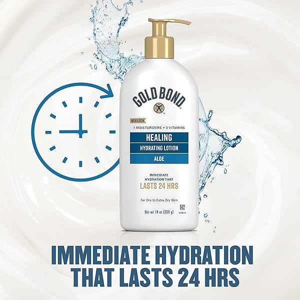 GOLD BOND ULTIMATE HEALING SKIN THERAPY LOTION WITH ALOE, 14 OZ., NON-GREASY & HYPOALLERGENIC