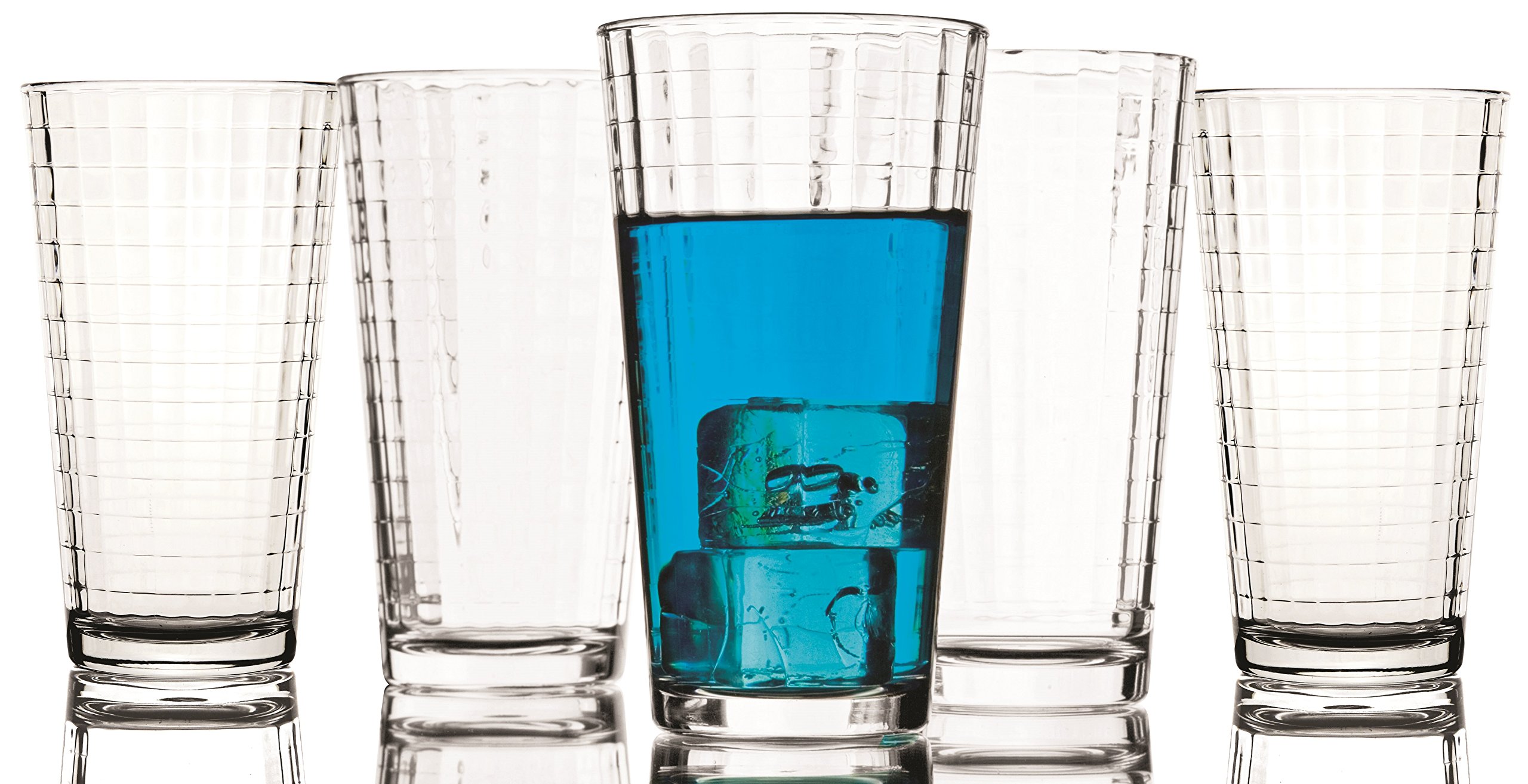 Circleware Windowpane Clear Heavy Base Drinking Glasses, Set of 4, 17