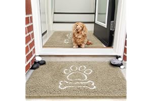AROGAN Indoor Door Mat Entryway Rug Traps Mud and Water, Chenille Doormat for Muddy Shoes and Dog Paws, Machine Washable Doormat, Front Door Mat, Busy Area Dog Rugs for Floors, Entrance, 30x48 Beige