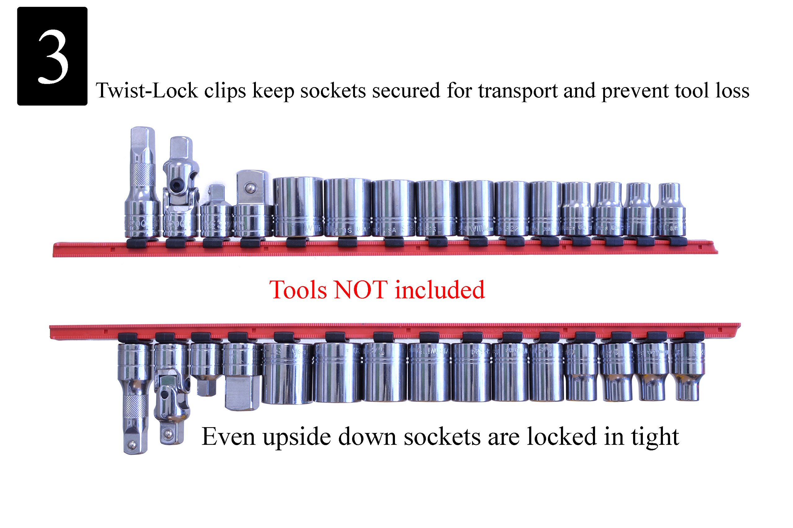 MLTOOLS Twist Lock Socket Rail with Tray (Holds 90 Sockets) Multi