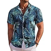 COOFANDY Men's Hawaiian Shirt Short Sleeve Floral Button Down Shirts Tropical Holiday Beach Shirts