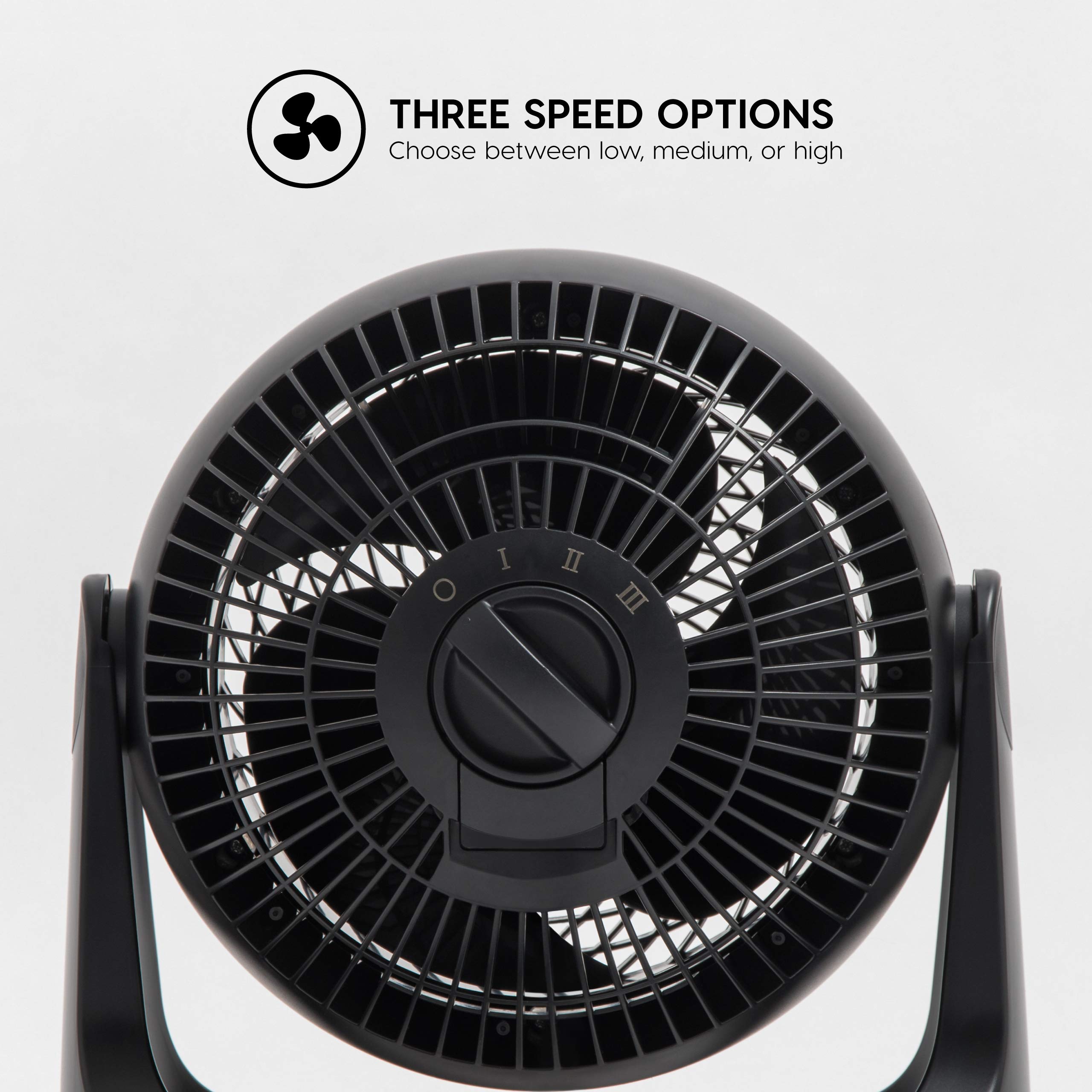 IRIS USA WOOZOO Desk Fan, Air Circulator, 3 Speeds, 52ft Max Air Distance, 360° Adjustable Tilt, 30 db Quiet Motor, Fan for Bedroom, Office, Dorm, Medium, Black