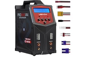 Venom Power Pro Duo LiPo Battery Charger - LCD Screen, Charging Leads - Balance Charger & Discharger for LiPo, LiHV, Li-Ion, Life, NiMH, NiCD, Pb Batteries - Power Supply for 1S- 6S, Drone & RC Cars