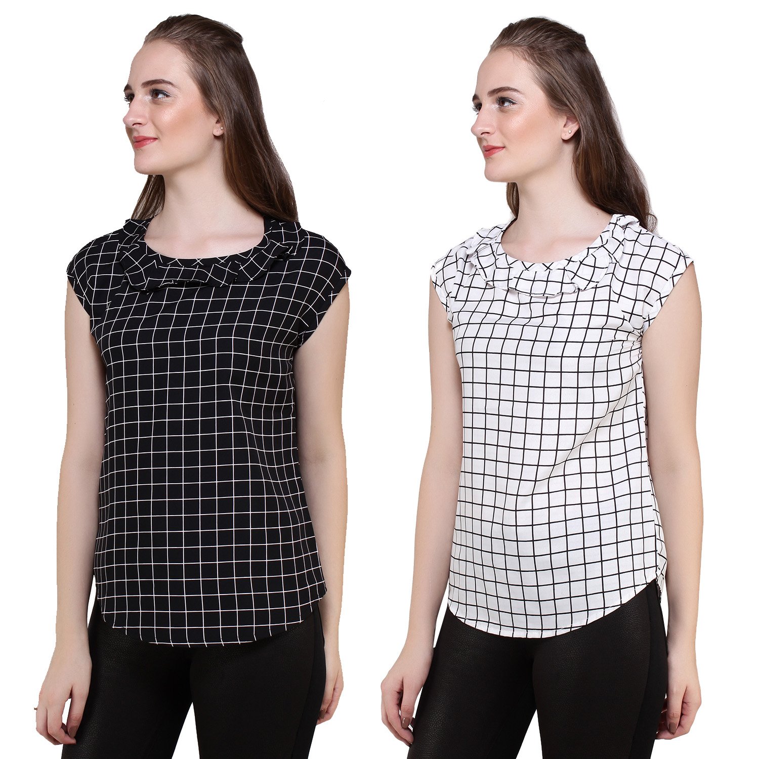 mallory winston white & black sleeveless ruffle