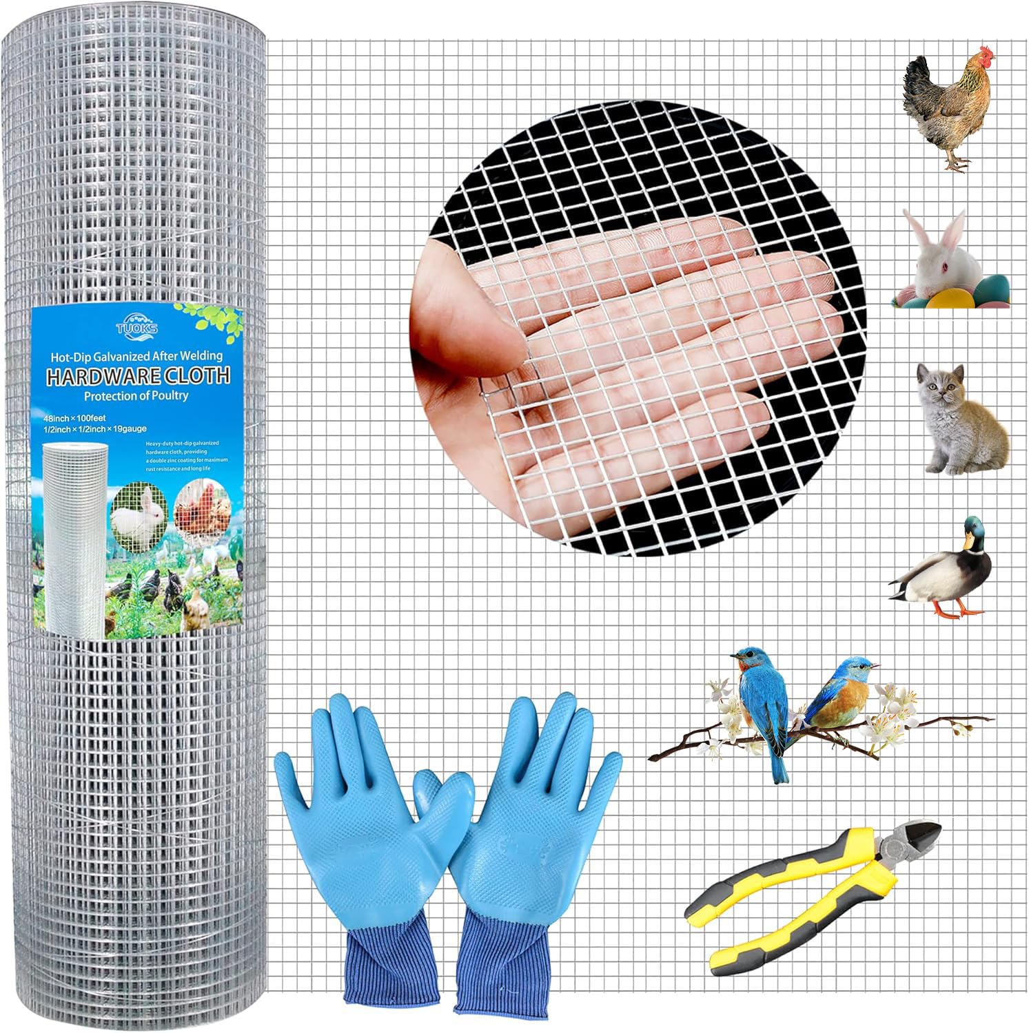 Photo 1 of Hardware Cloth 1/2 Inch 48in x 100ft 19Gauge Hot-dip Galvanized Wire Mesh Roll Chicken Wire Fencing Rabbit Wire Gopher Wire Mesh for Underground Snake Fencing