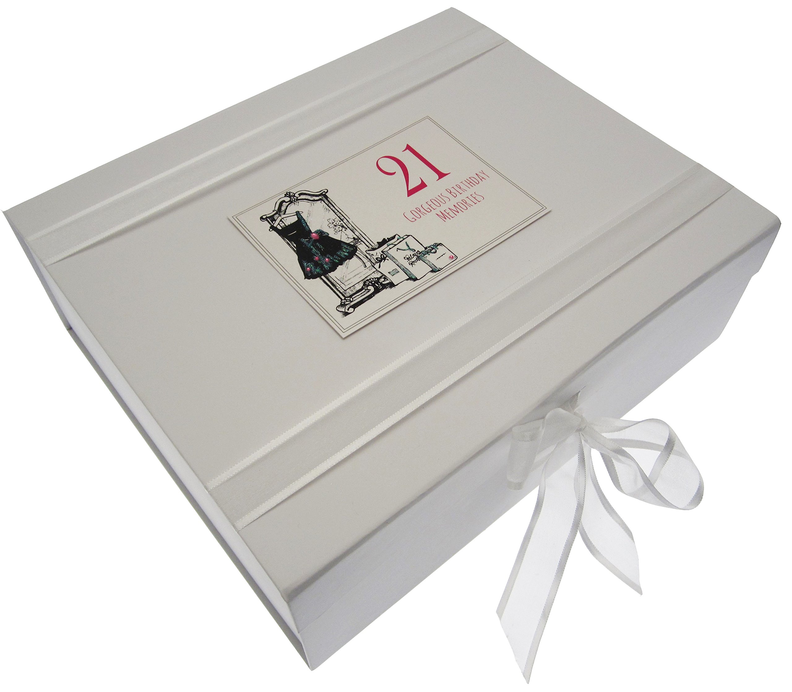 White Cotton Cards Large 21st Birthday Little Black Dress Keepsake Box